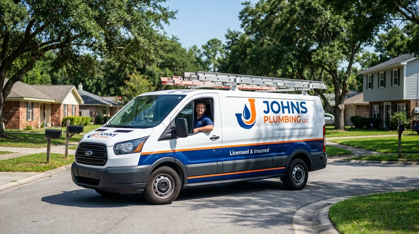 Johns Plumbing LLC service van in Arkadelphia, AR
