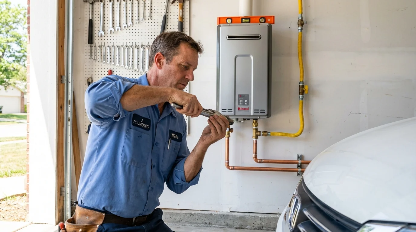 Tankless water heater installation by a Johns Plumbing LLC plumber in Arkadelphia